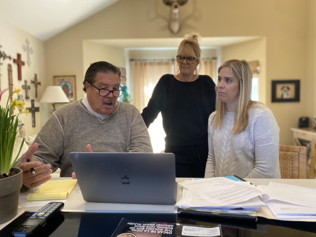 Terry, Betsy and Chanel hold a conference call with doctors from Boston University’s CTE Center on Thursday. 