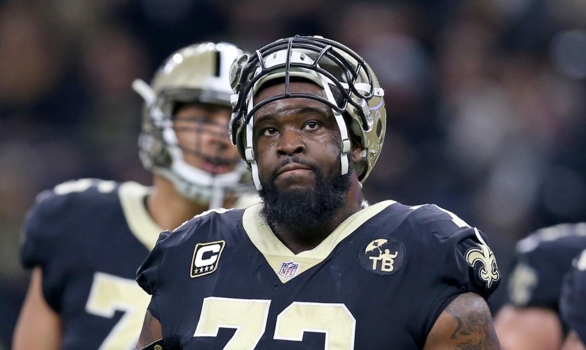 Jan 13, 2019; New Orleans, LA, USA; New Orleans Saints offensive tackle Terron Armstead (72) during the first quarter of a NFC Divisional playoff football game against the Philadelphia Eagles at Mercedes-Benz Superdome. Mandatory Credit: Chuck Cook-USA TODAY Sports
