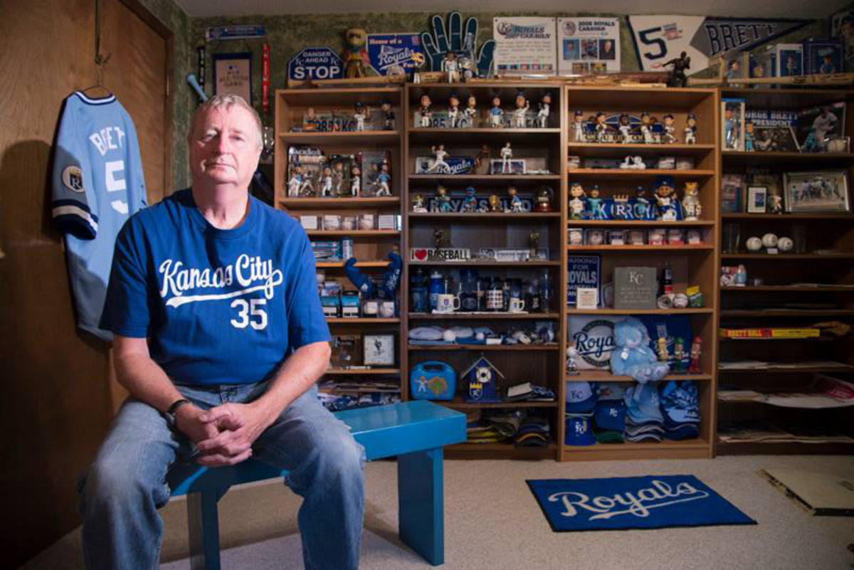 Don Boes poses for a photo by the Columbia Missourian newspaper in June 2015, when they featured his extensive Kansas City Royals’ collection. (Courtesy/Don Boes)