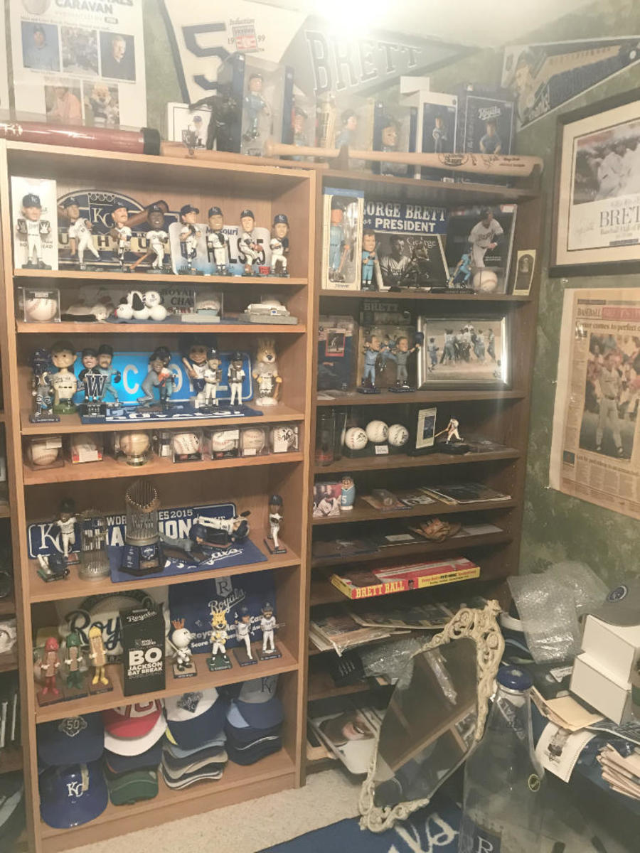 A photo of Don Boes’ “Brett corner” — a section of his collection dedicated to legendary third-baseman George Brett, who played for the Royals from 1973-93. (Courtesy/Don Boes)