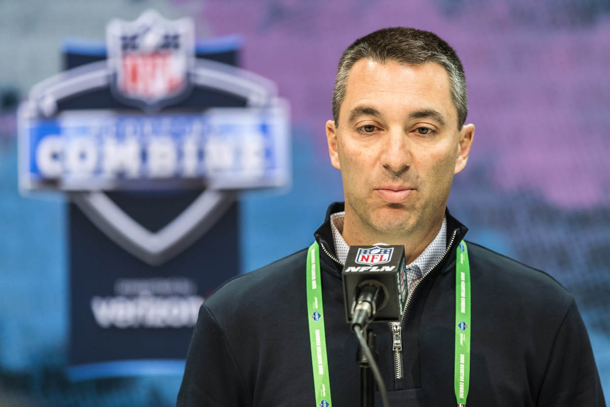 Feb 25, 2020; Indianapolis, Indiana, USA; Los Angeles Chargers general manager Tom Telesco speaks to the media during the 2020 NFL Combine in the Indianapolis Convention Center. Mandatory Credit: Trevor Ruszkowski-USA TODAY Sports
