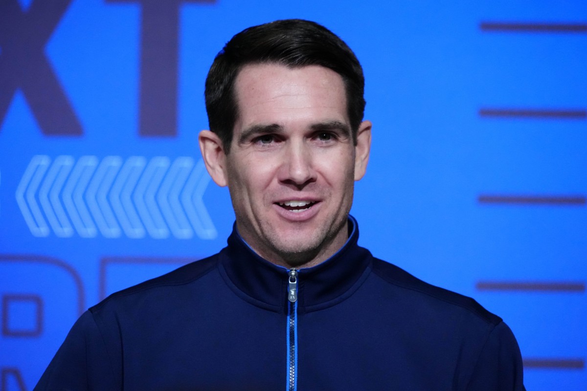 Mar 1, 2022; Indianapolis, IN, USA; New York Giants general manager Joe Schoen during the NFL Combine at the Indiana Convention Center.