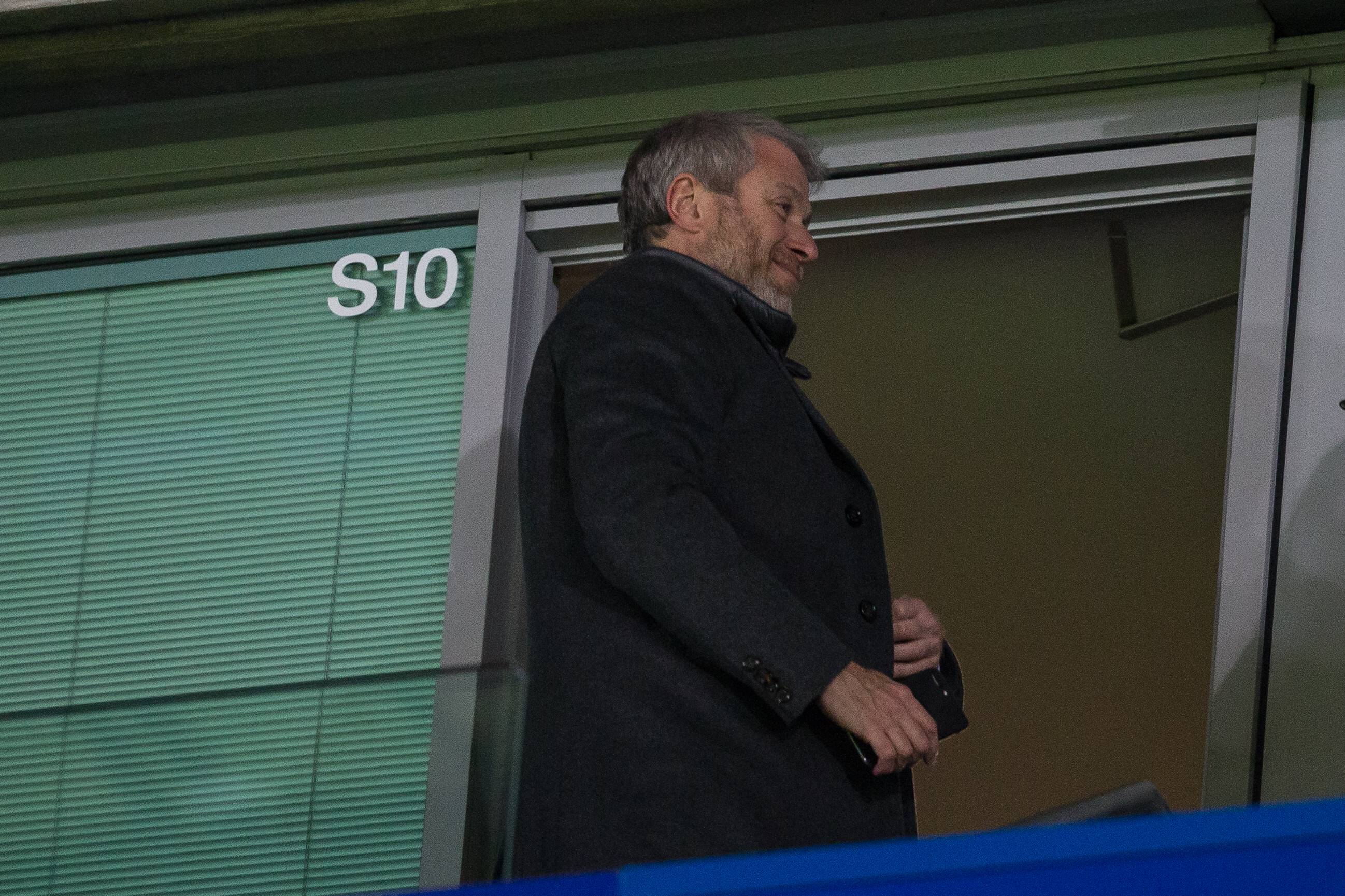 Roman Abramovich pictured smiling at a match between Chelsea and Sunderland in 2017