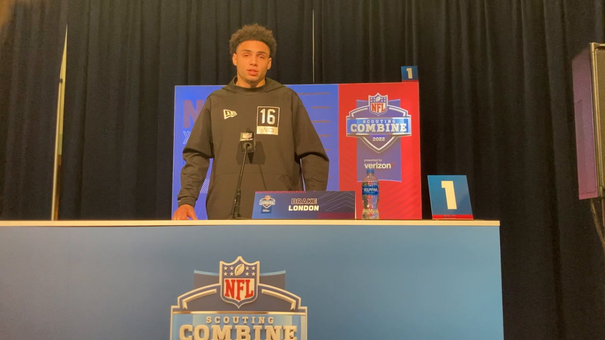 USC receiver Drake London at the 2022 NFL Combine