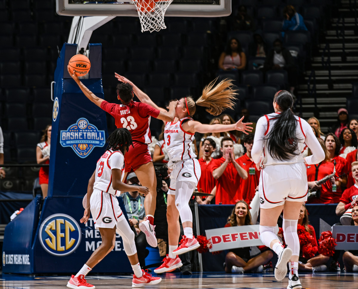 Brittany Davis (23) goes up for a shot against Georgia in the SEC Tournament