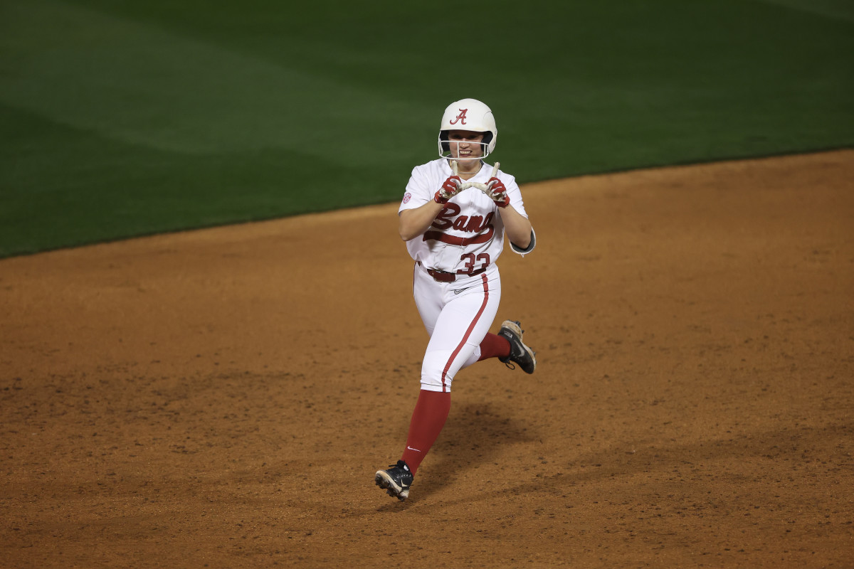 Megan Bloodworth after home run against Texas