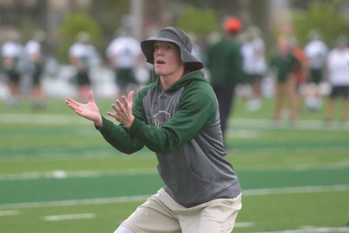 CSU football wide receivers coach Joe Cox during practice outside Canvas Stadium on Thursday, Aug. 1, 2019.