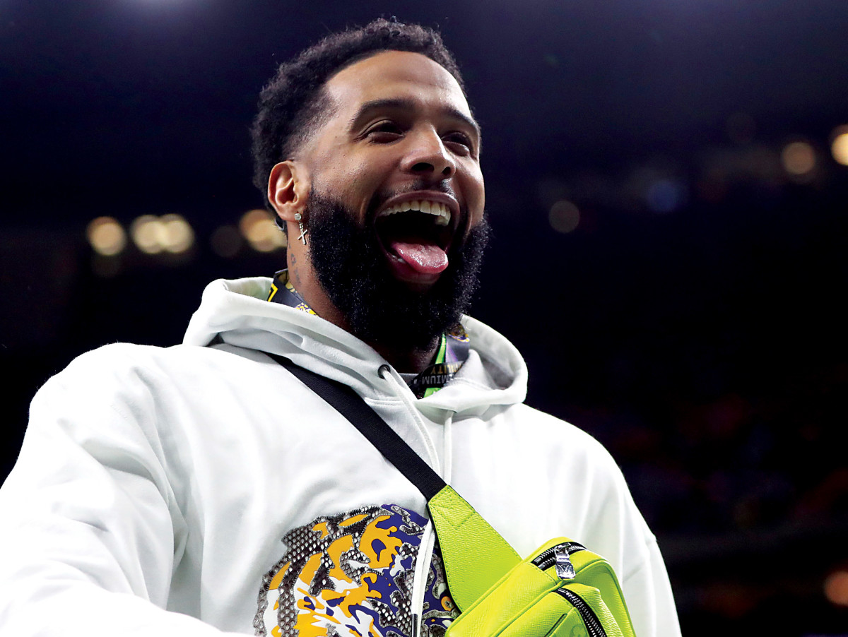 LSU Tigers former player Odell Beckham, Jr. in attendance before the College Football Playoff national championship game against the Clemson Tigers at Mercedes-Benz Superdome.