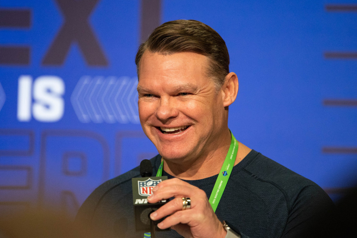Mar 1, 2022; Indianapolis, IN, USA; Indianapolis Colts general manager Chris Ballard talks to the media during the 2022 NFL Combine.