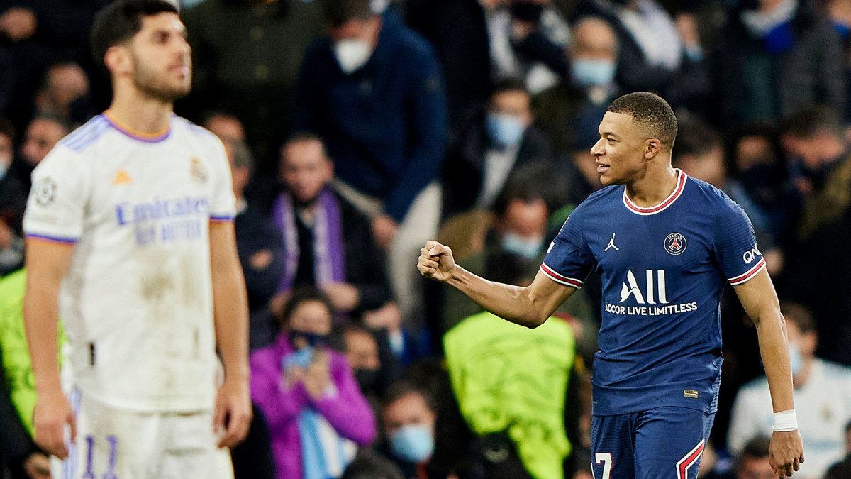 Kylian Mbappe scores for PSG at Real Madrid in Champions League