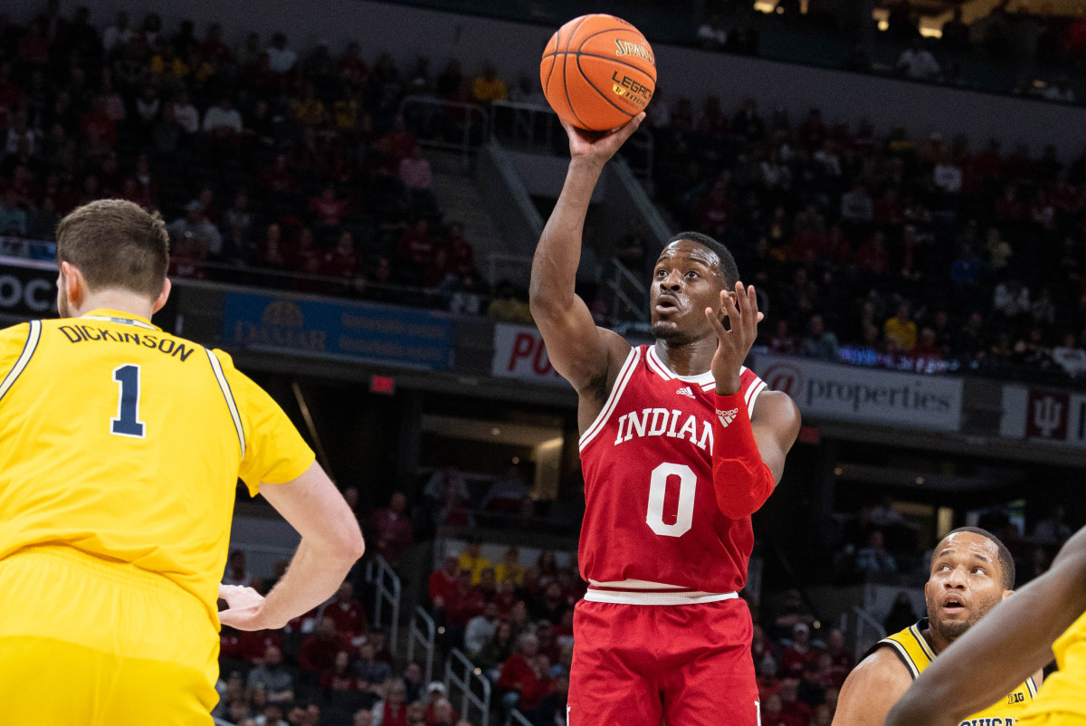 Indiana's Xavier Johnson had 17 points, eight rebounds and seven assists in the Hoosiers' huge comeback victory, and was also a pest on defense. (USA TODAY Sports)