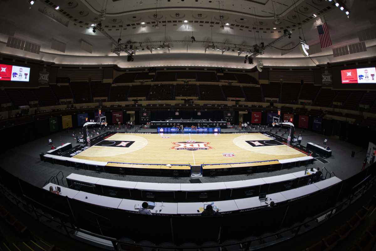 Mar 11, 2021; MO, Kansas City, USA; A view of the court before the Kansas State Wildcats and Texas Tech Lady Raiders play at Municipal Auditorium. Mandatory Credit: Amy Kontras-USA TODAY Sports