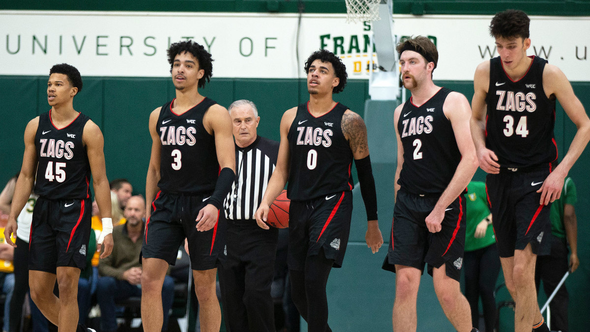 Gonzaga’s starting lineup walks off the court