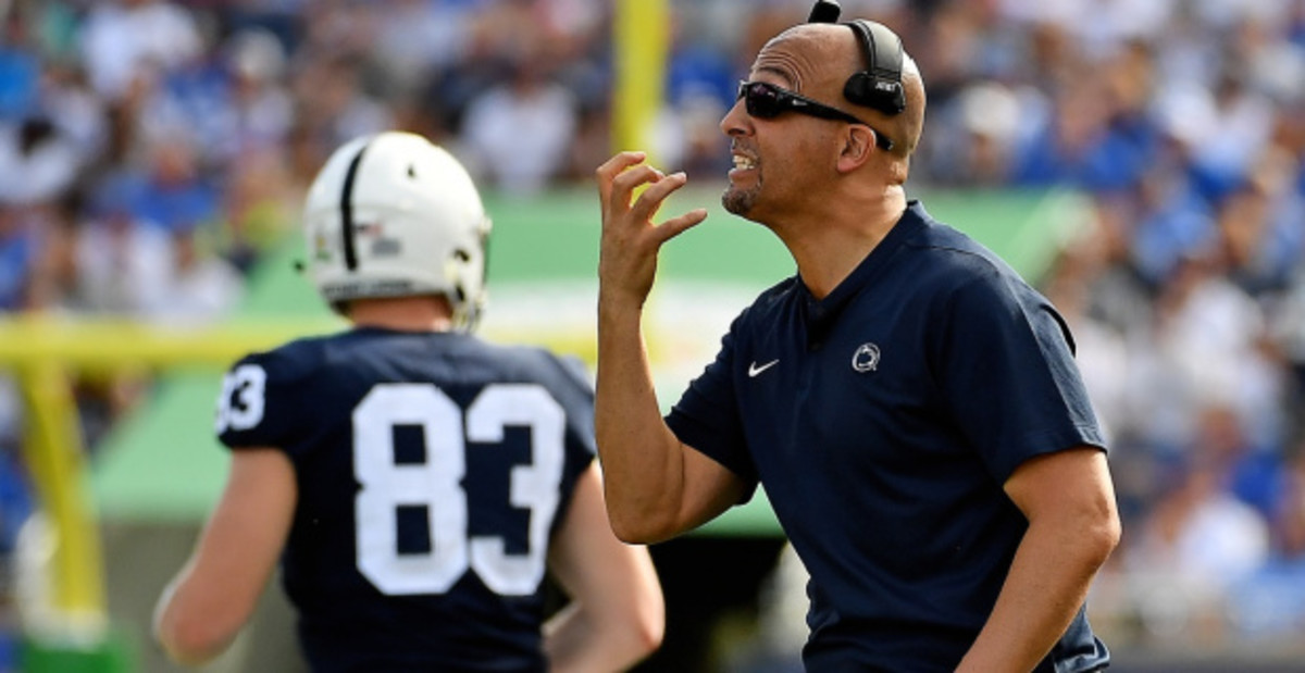 Penn State head coach James Franklin during a Big Ten college football game.