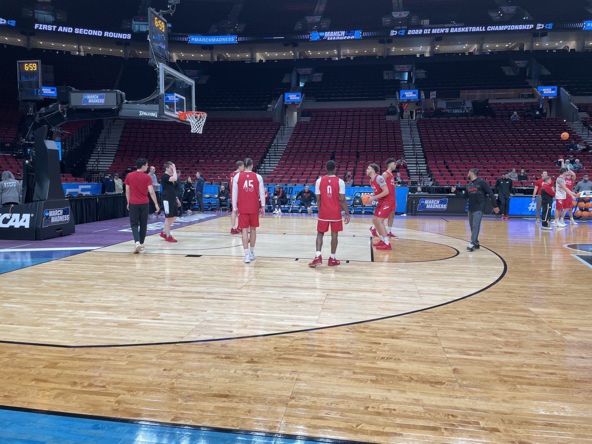 Indiana players get up some shots during their shootaround on Wednesday night. 