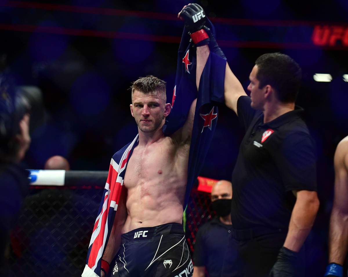 Dan Hooker is declared the winner by decision against Nasrat Haqparast during UFC 266.