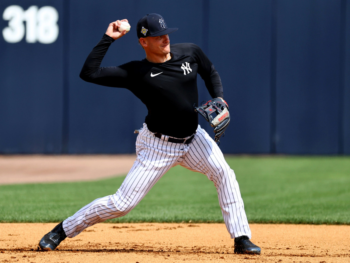 Mar 16, 2022; Tampa, FL, USA; New York Yankees infielder Josh Donaldson (24) works out during spring training practice at George M Steinbrenner Field.