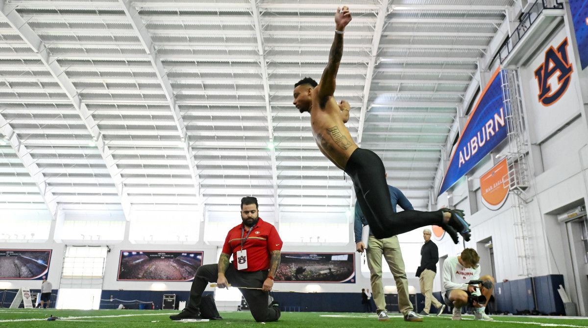 Demetris Robertson at Auburn football pro day on Tuesday, March 15, 2022 in Auburn, Ala.Todd Van Emst/AU Athletics