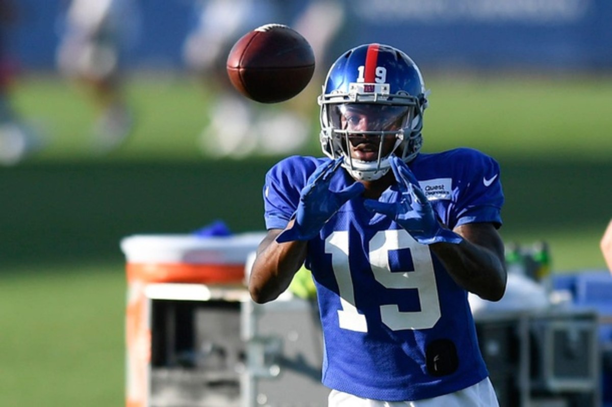 New York Giants wide receiver Corey Coleman (19) catches the ball during training camp at Quest Diagnostics Training Center on Tuesday, August 18, 2020. Ny Giants Training Camp