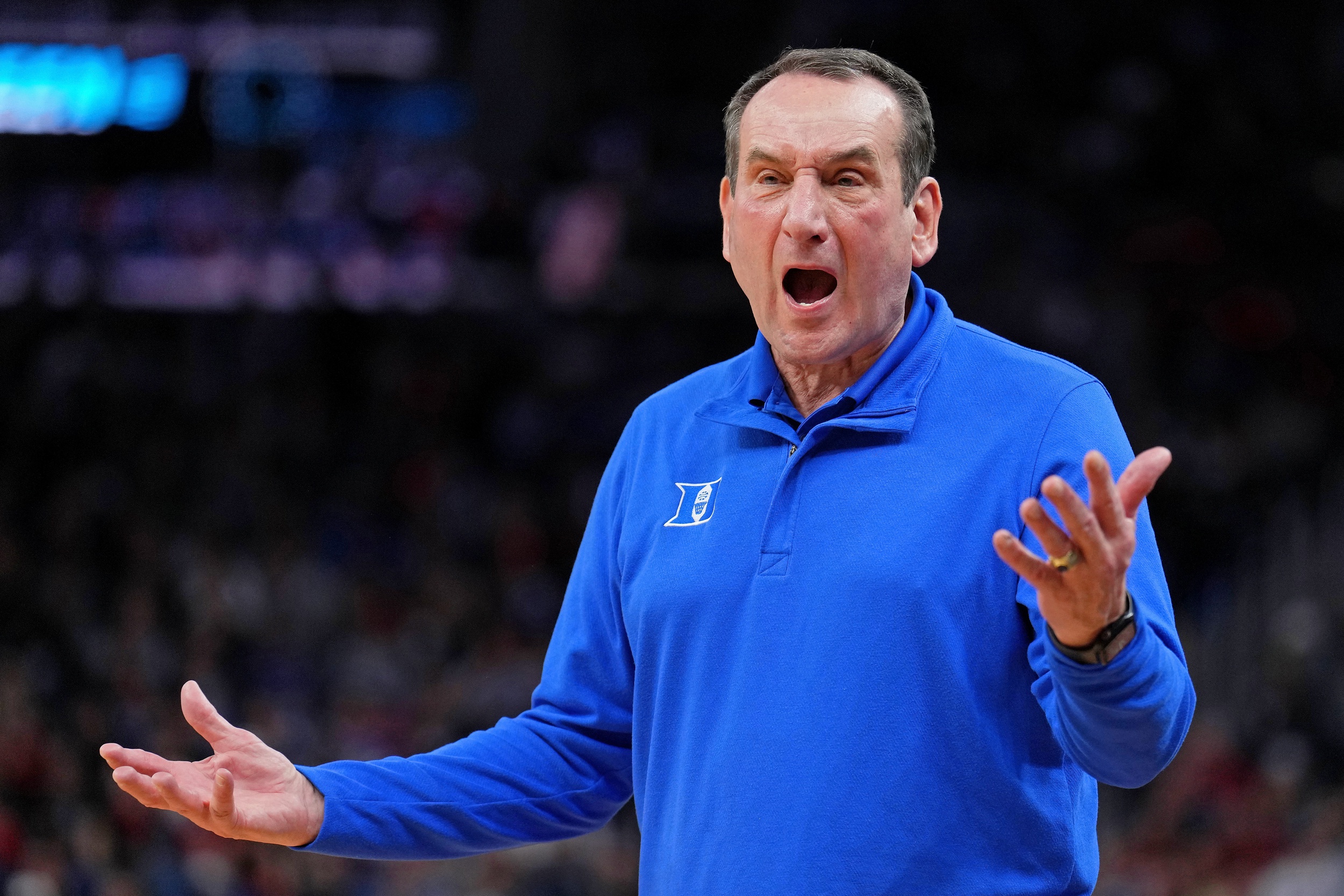 Duke Coach Mike Krzyzewski Looking at Hogs Sports Illustrated All