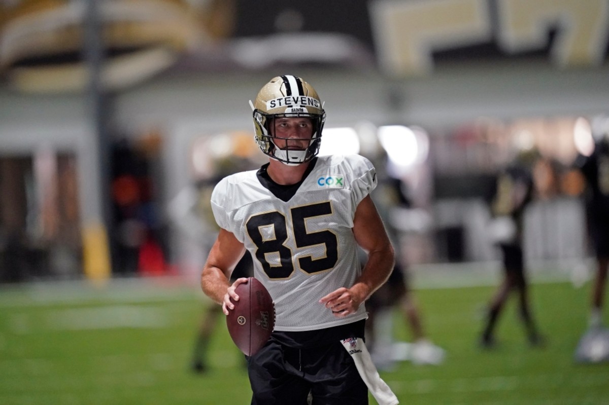 Tommy Stevens (85) during Saints training camp in 2020. Credit: USA TODAY 