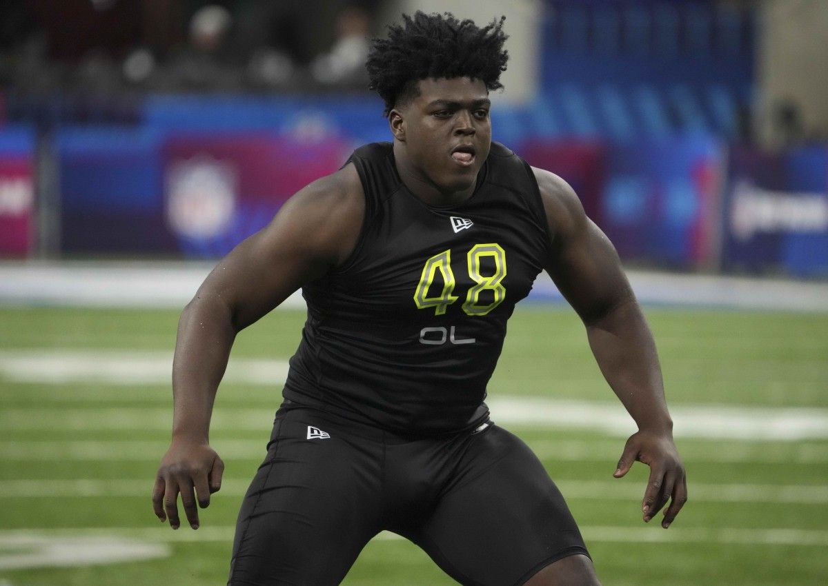 Tulsa offensive lineman Tyler Smith at NFL Combine