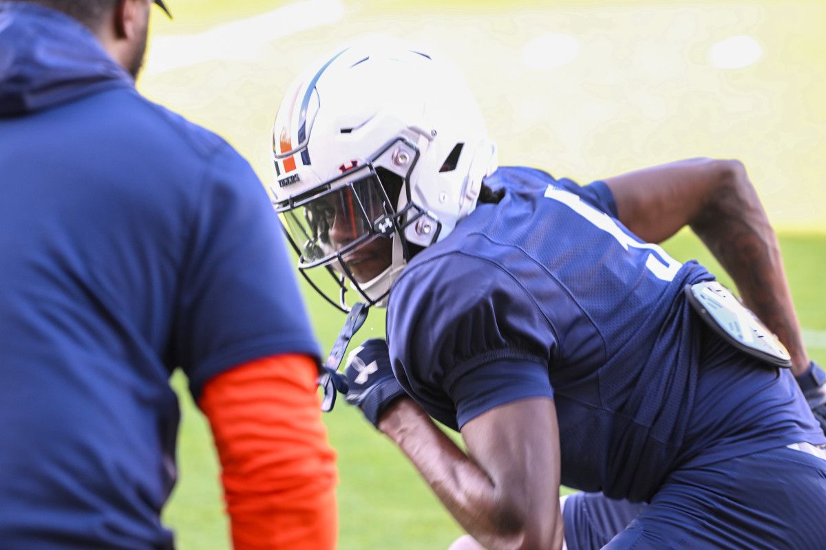 J.D. Rhym (5) at Auburn FB practice on Monday, March 28, 2022 in Auburn, Ala.