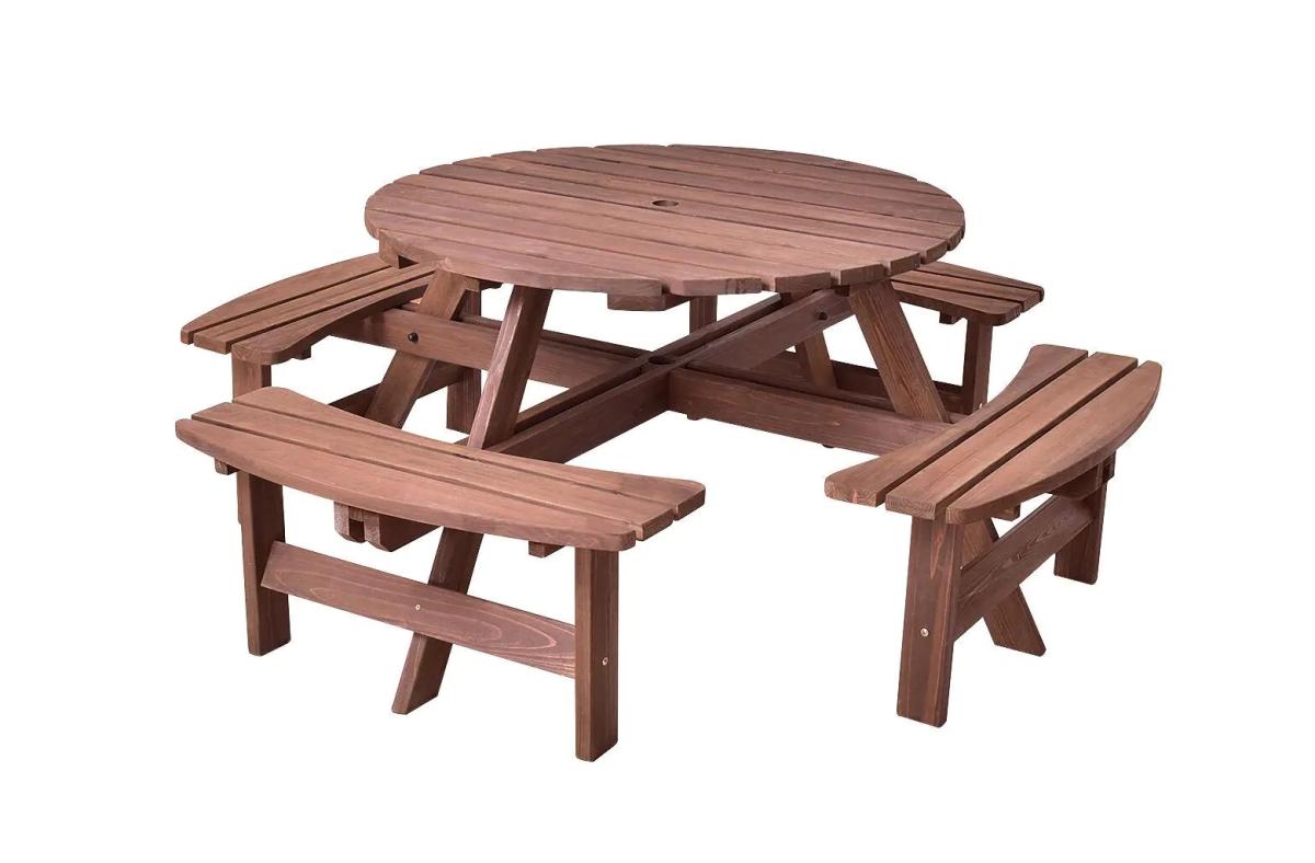 Boyel Living 8-Seat Wood Patio Picnic Dining Seat Bench Set