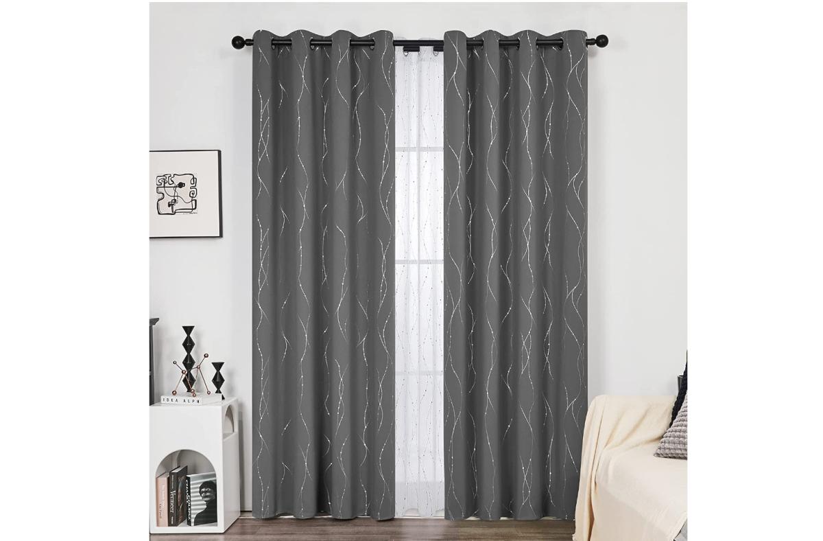 Thermal Insulated Gray Curtains, Drapes for Sliding Glass Door