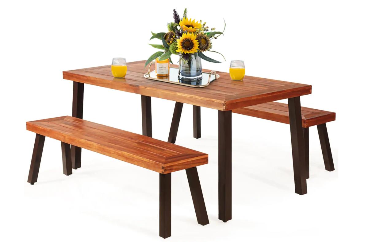 Costway 3-Piece Rectangle Wood Picnic Table
