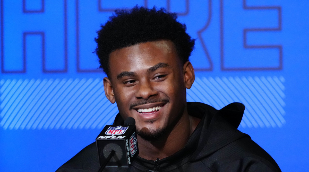 Liberty Flames quarterback Malik Willis during the NFL Combine at the Indiana Convention Center.