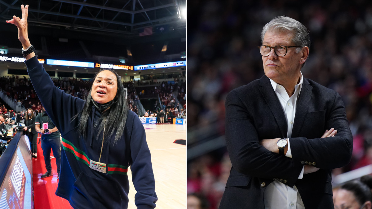 South Carolina coach Dawn Staley and UConn coach Geno Auriemma