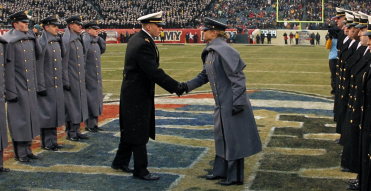 Traditional scenes before kickoff at the Army vs. Navy game, the biggest date on the college football schedule.