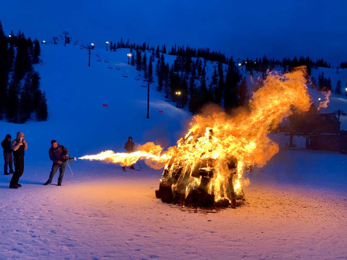 A bonfire roars at Hoodoo Ski Area on Friday, Feb. 4. Img 5711