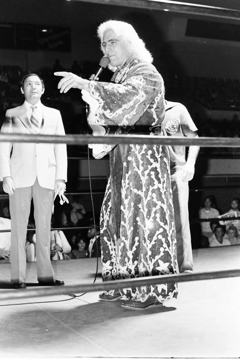 Ric Flair taunts the crowd in Greenville, S.C. in one of the earliest iterations of the character that so many fans came to love and hate.