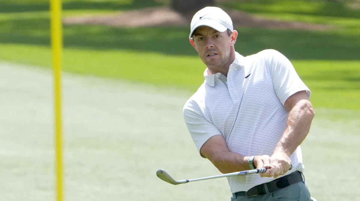 Rory McIlroy practices at Augusta National in advance of the 2022 Masters.