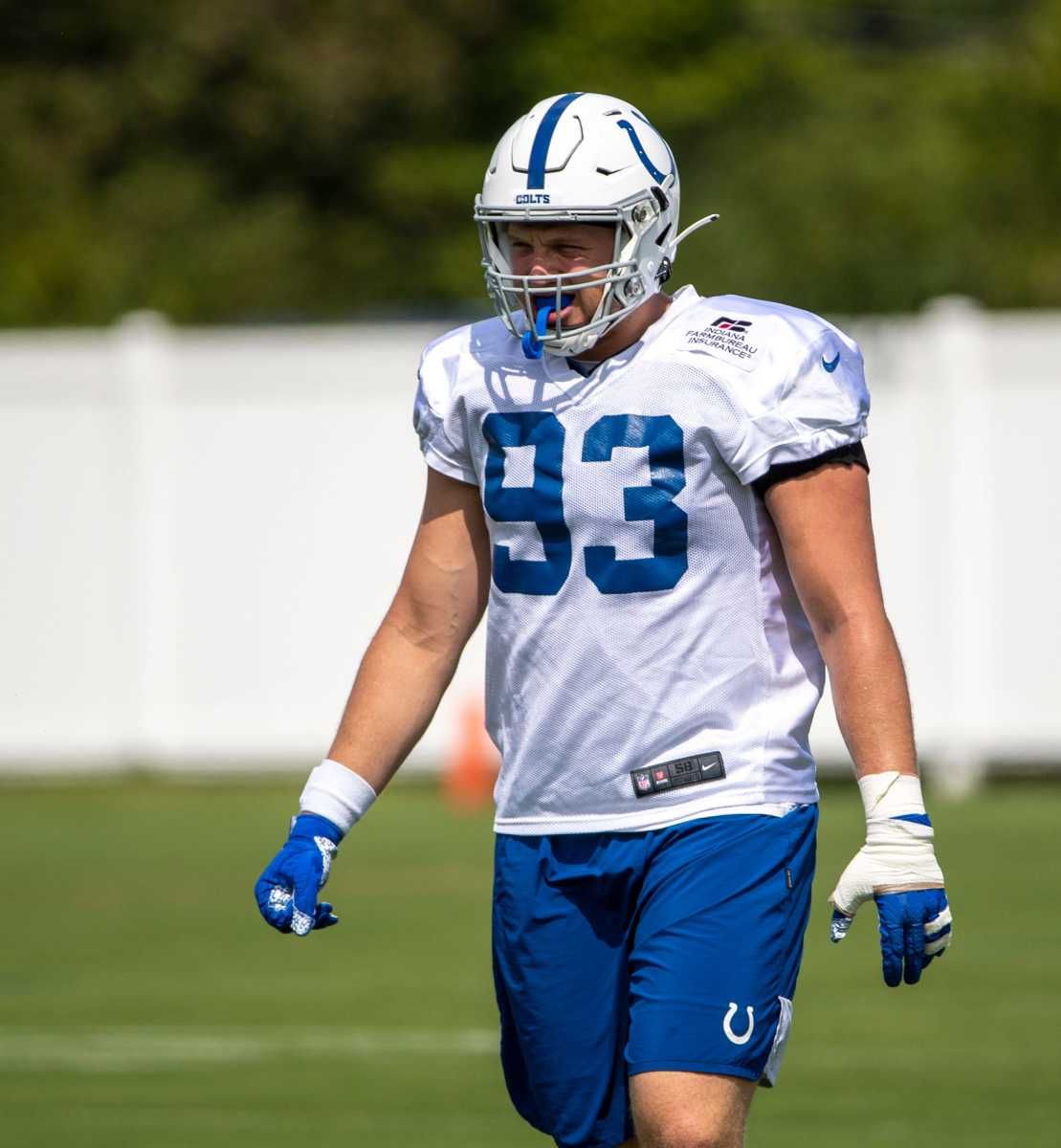 Rob Windsor, defensive tackle, walks onto the field during the Indianapolis Colts practice on Thursday, Sept. 3, 2020. The team is preparing for the first game of the season and will cut their player roster down to a final 53 man roster in two days. Colts practice as final roster cuts loom