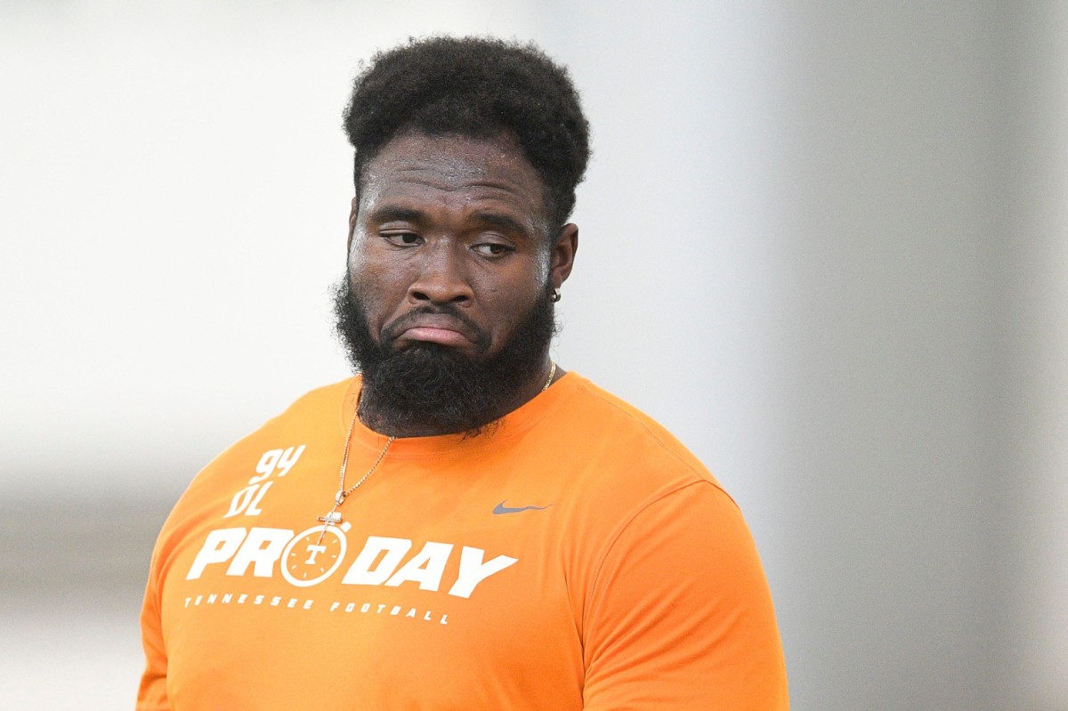 Tennessee defensive lineman Matthew Butler at Tennessee Football Pro Day at Anderson Training Facility in Knoxville, Tenn. on Wednesday, March 30, 2022.