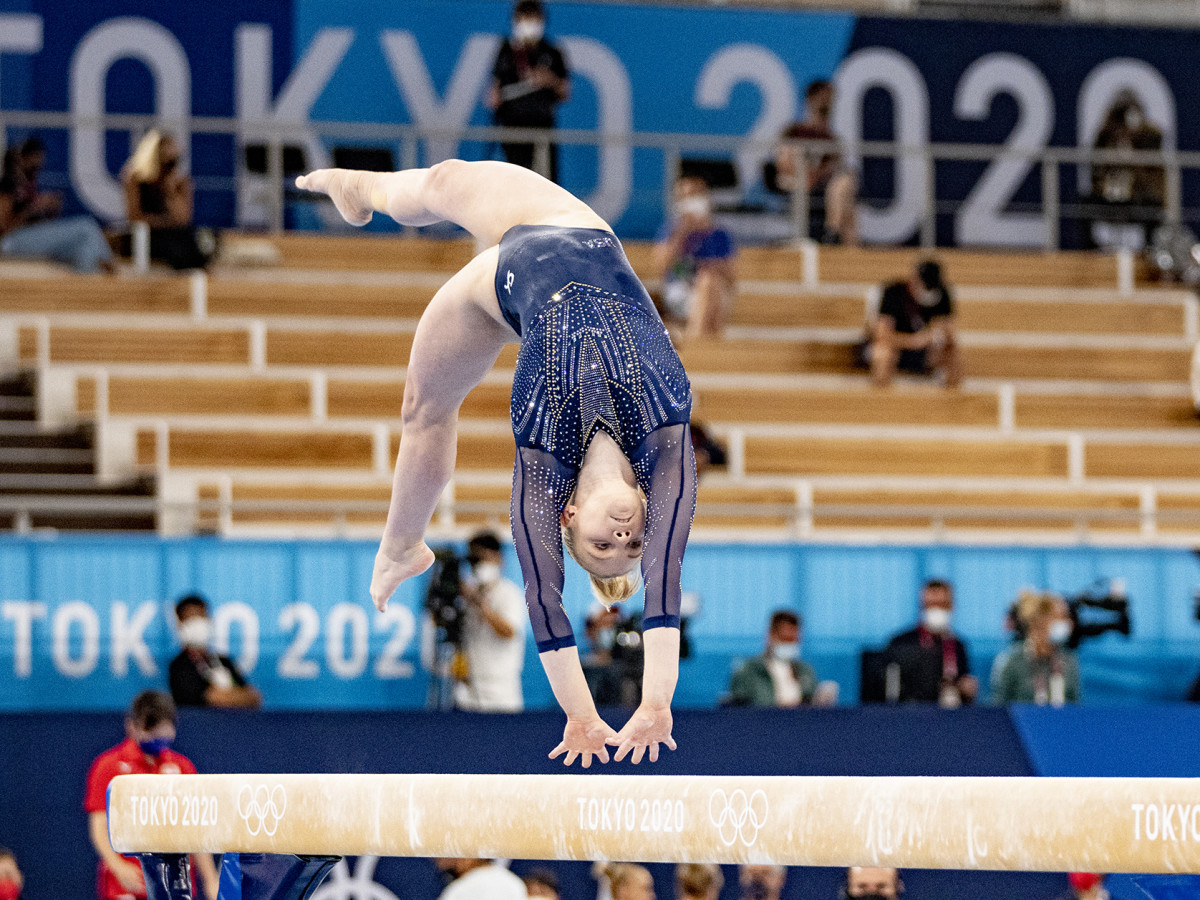 Despite falling off the balance beam during the Olympic all-around final, Carey still placed eighth. She says that finish motivated her to return to elite gymnastics. 
