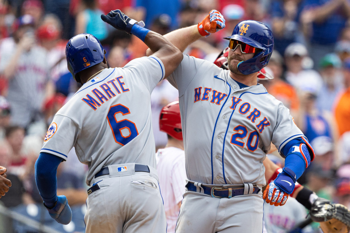Mets first baseman Pete Alonso drove in five runs on Wednesday to lead the Mets to a series victory over the Phillies.