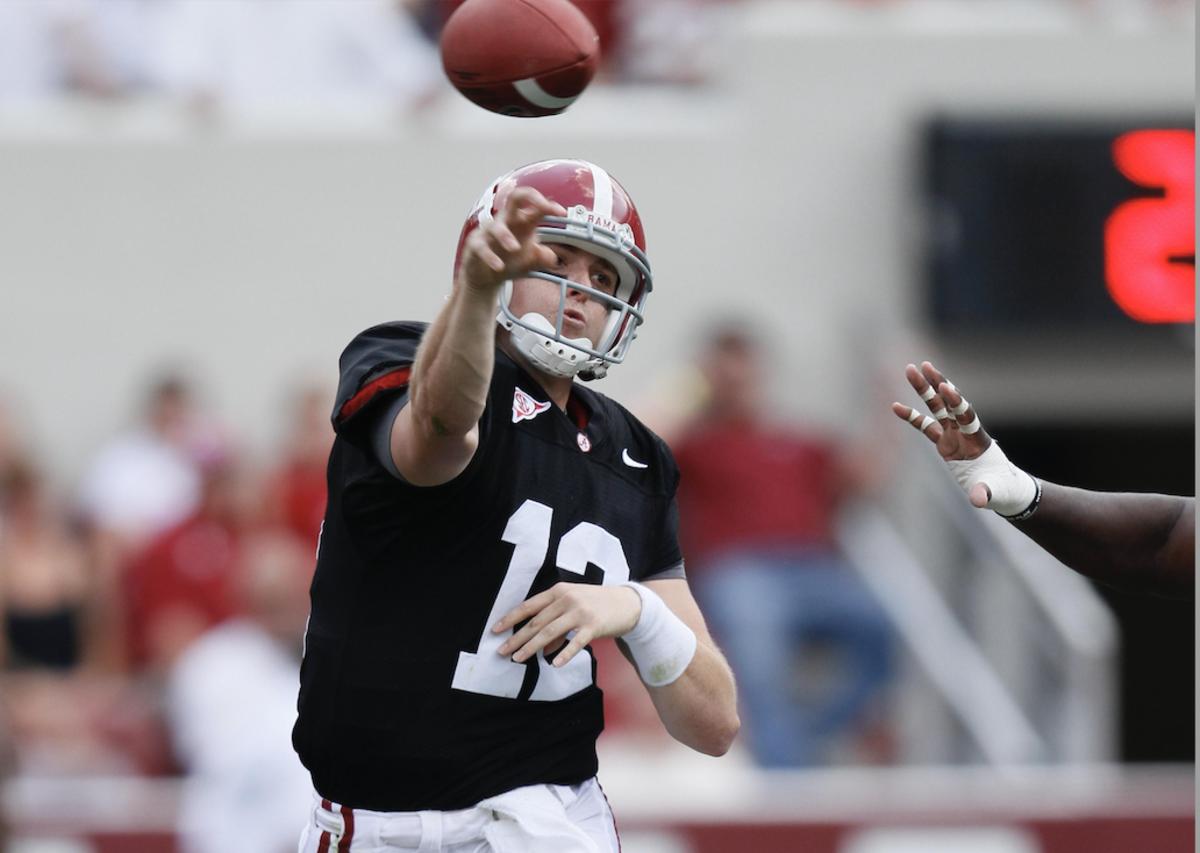 Greg McElroy during Alabama's A-Day game