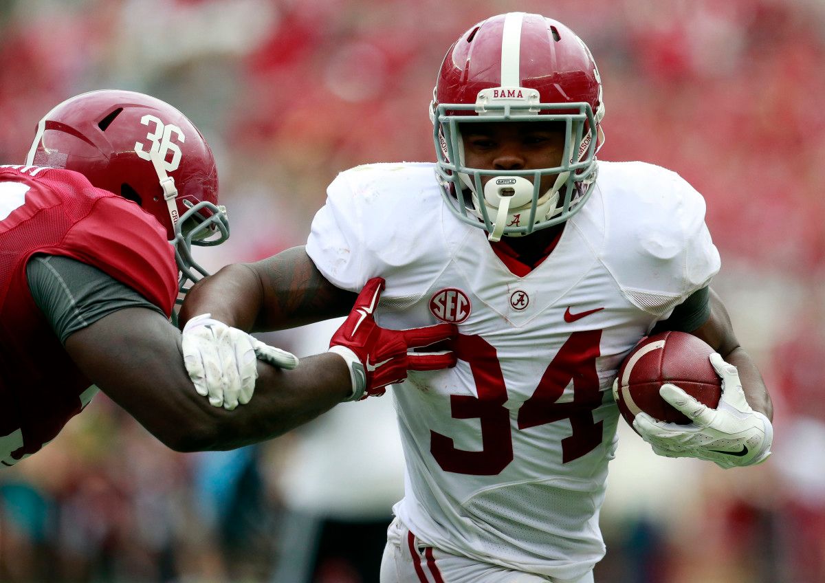 Damien Harris during Alabama's 2016 A-Day game