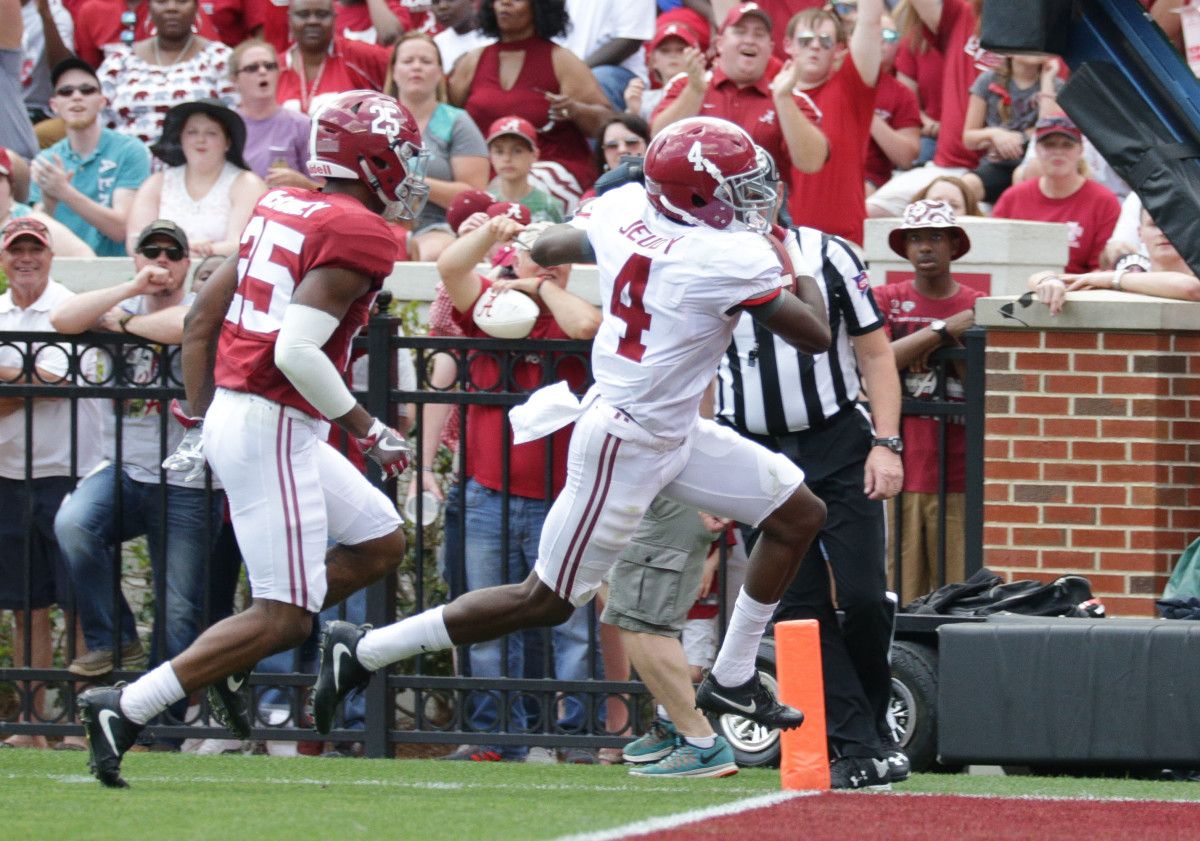 Jerry Jeudy during Alabama's 2017 A-Day game