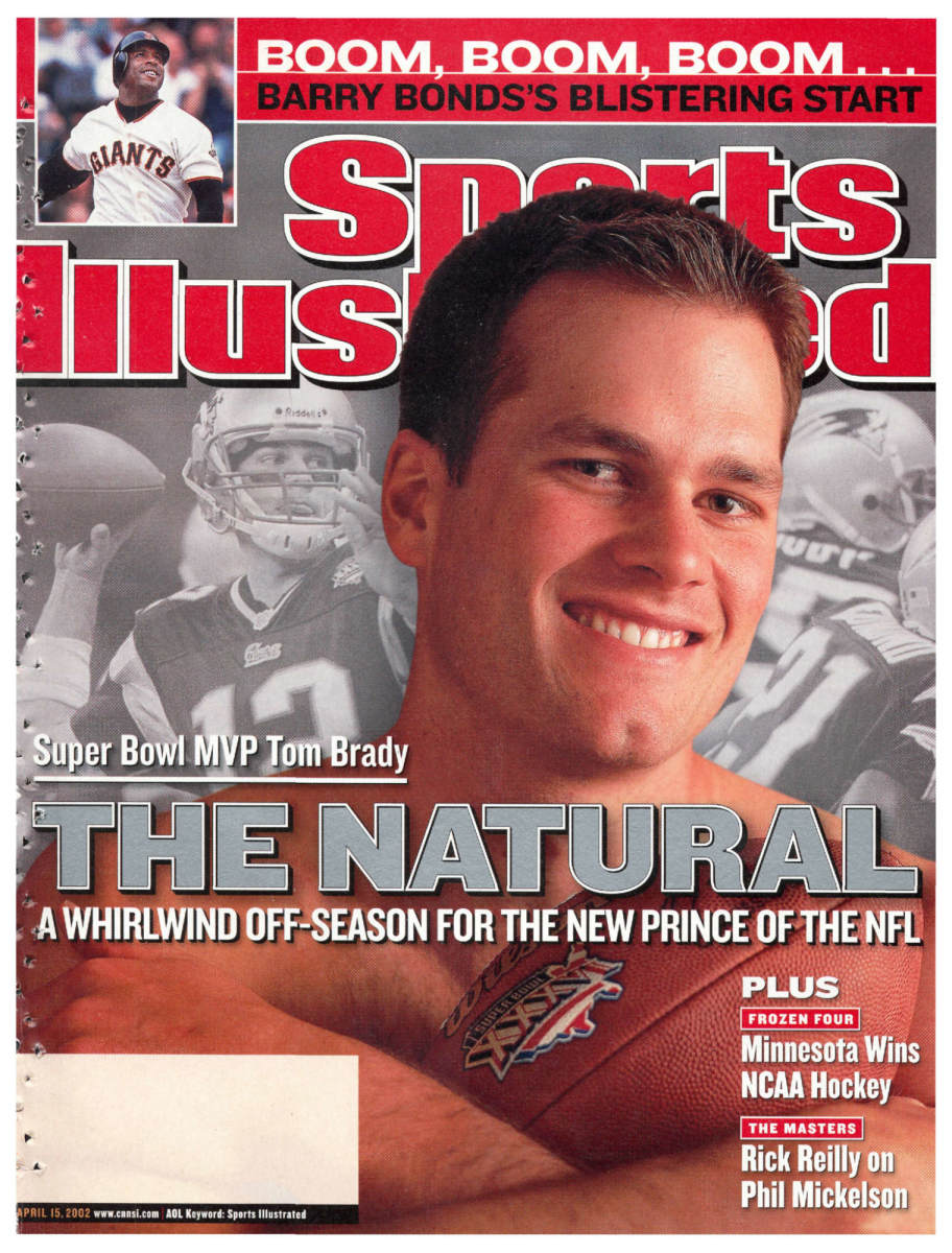 Tom Brady on the cover of Sports Illustrated in 2002