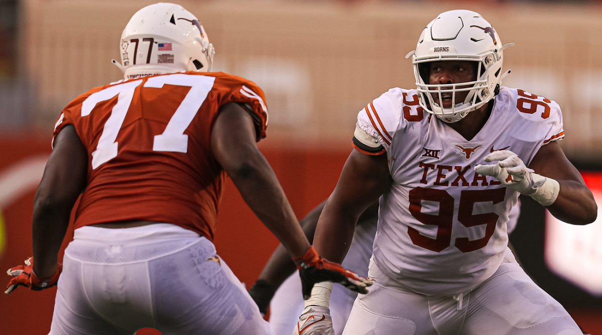 Texas didn’t have enough offensive linemen to run a regular spring game this year.