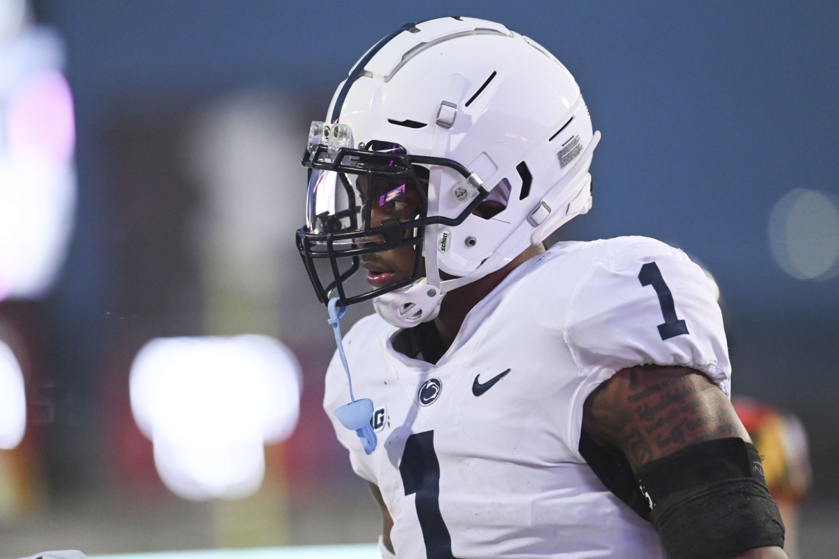 Nov 6, 2021; College Park, Maryland, USA; Penn State Nittany Lions safety Jaquan Brisker (1) during the game against the Maryland Terrapins at Capital One Field at Maryland Stadium. Mandatory Credit: Tommy Gilligan-USA TODAY Sports