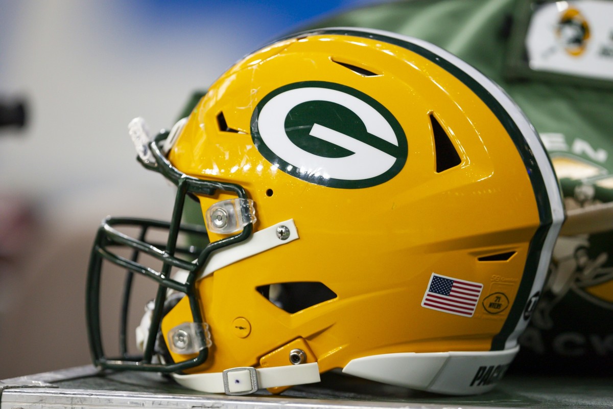 Jan 9, 2022; Detroit, Michigan, USA; The helmet of Green Bay Packers center Josh Myers (71) during the fourth quarter against the Detroit Lions at Ford Field.