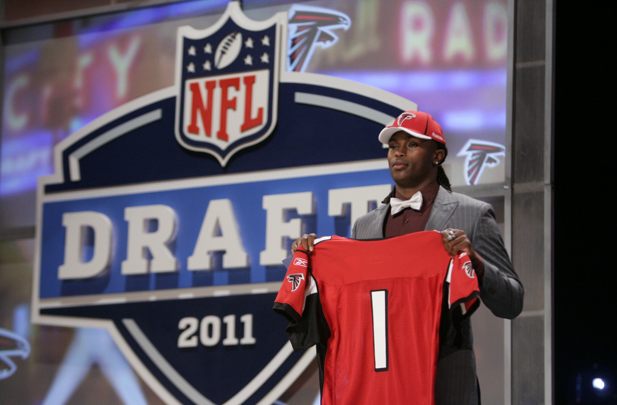 Wide receiver Julio Jones (Alabama) is introduced as the number six overall pick to the Atlanta Falcons in the 2011 NFL Draft at Radio City Music Hall
