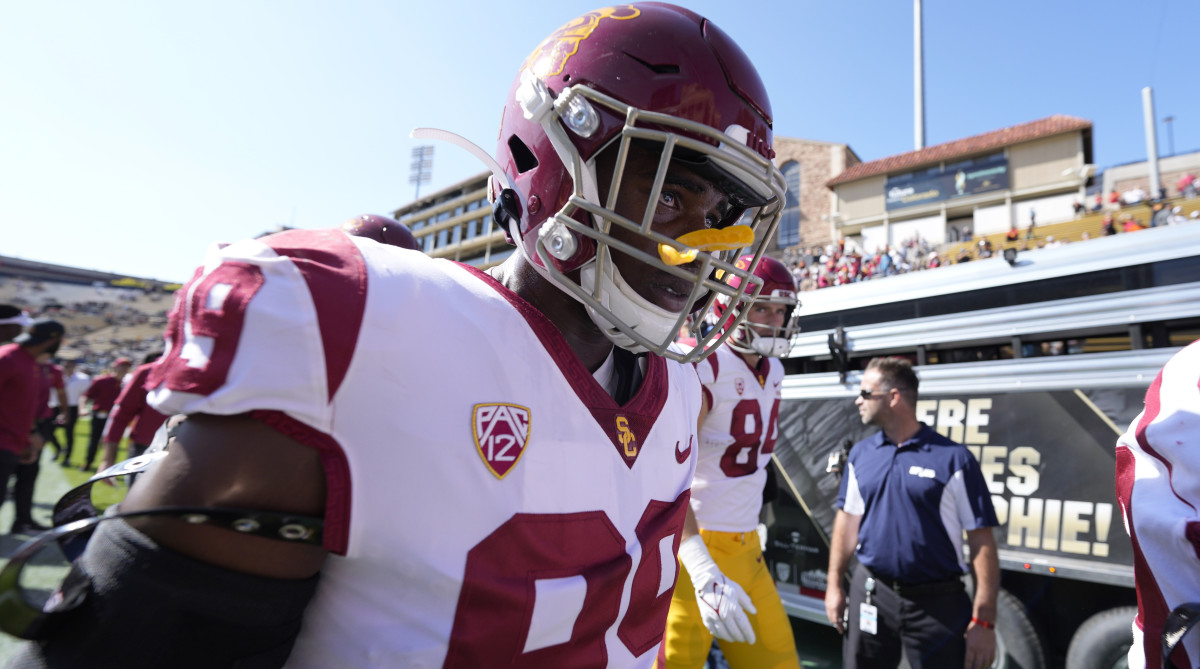 USC Trojans linebacker Drake Jackson (99) before the game against the Colorado Buffaloes at Folsom Field.