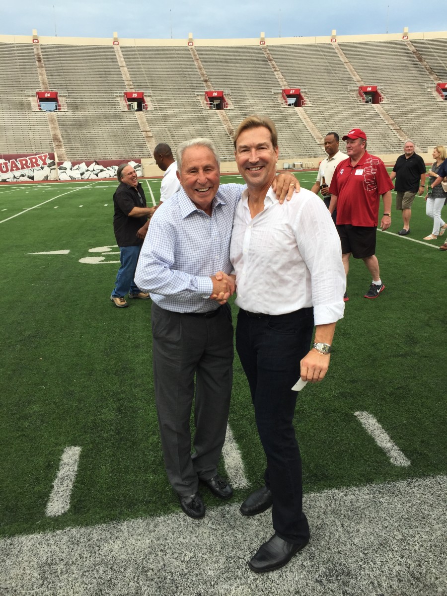 Terry Tallen stands alongside his former Indiana football coach Lee Corso at Memorial Stadium. (Photo courtesy: Terry Tallen)